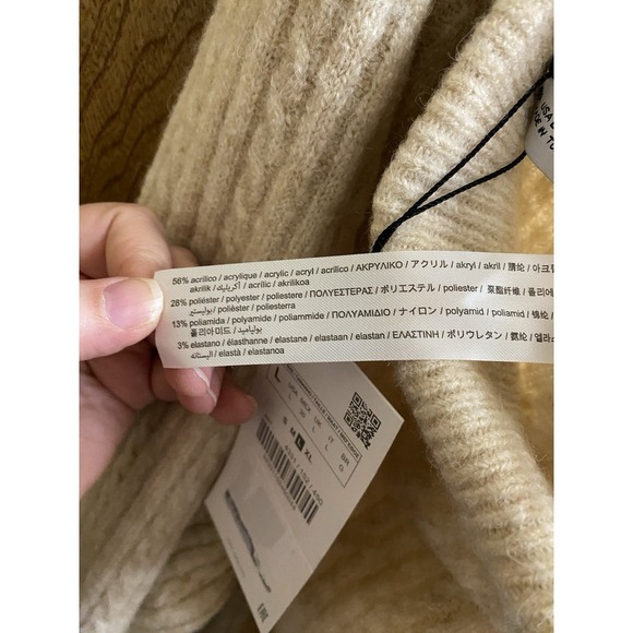 Zara Women's Cable Knit Sweater Wide Leg Pants Cream Size L New With Tags Soft - Picture 11 of 12